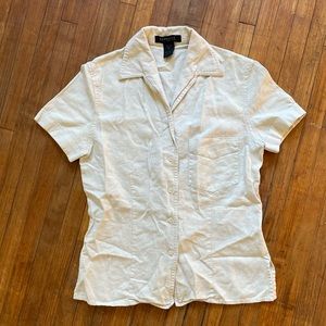 100% Linen short sleeve button up blouse